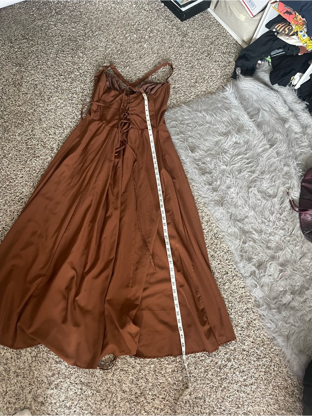 Brown Square Neck Cottagecore Milk Maid Midi Dress - Picture 8 of 9